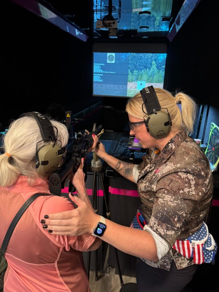 Teaching her first shot