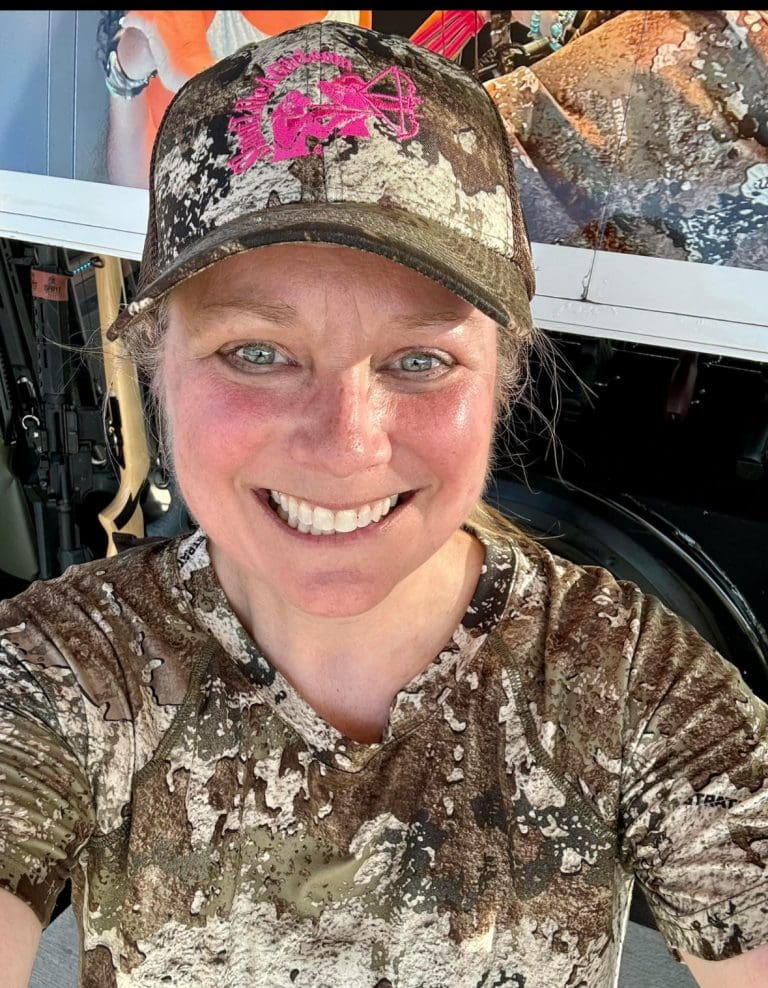 Sheri Bilderback in TrueTimber camo and ball cap