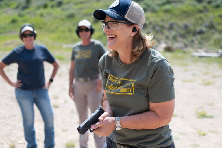 A woman having fun at the range